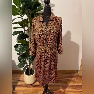 NY Collection Orange and Black Geometric Dress